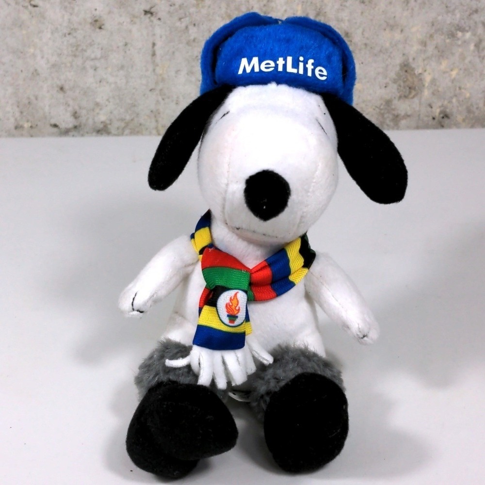MetLife Snoopy Plush 2014 Peanuts Winter Olympic Scarf Hat 7" Stuffed Animal Toy
